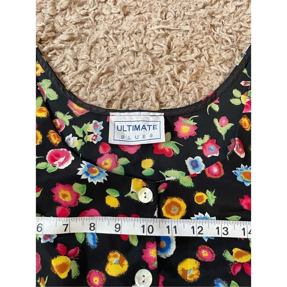 Vintage floral cottagecore bright colorful button front midi dress‎ size medium - Picture 5 of 5
